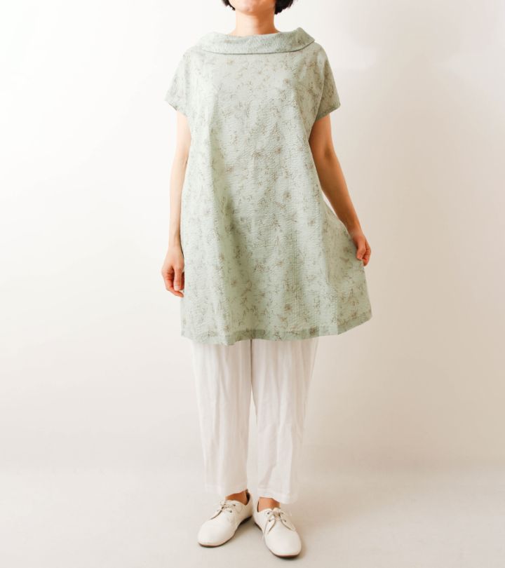 サンプル販売】ロールカラーのフレンチスリーブチュニック SAMPLE 3250