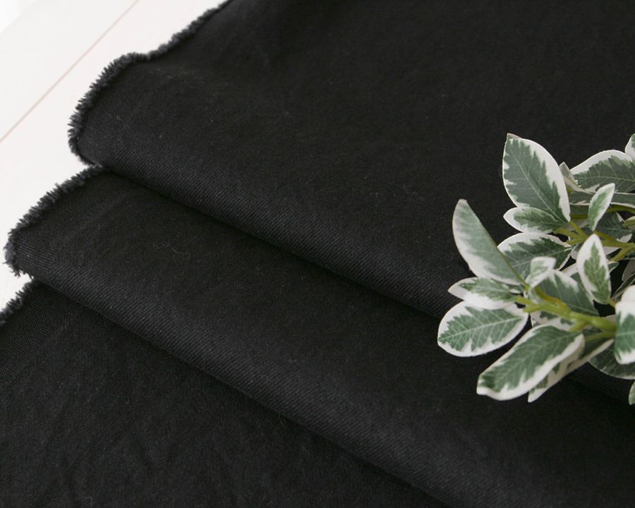 5mカット】【Made in Japan】＜ヴィンテージソフト加工＞ブラックand