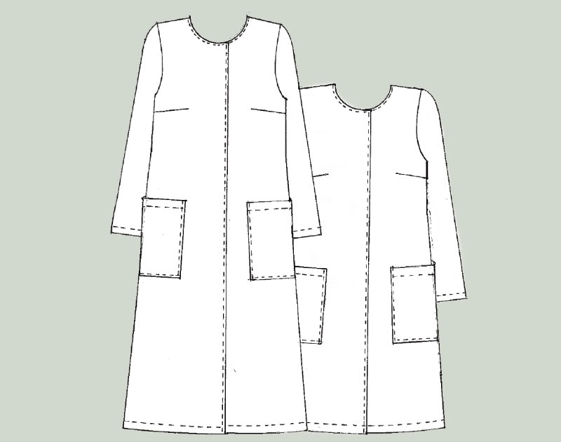 寸法図【NO.611】ノーカラーの胸ダーツ入りコート [M便 0/1]の通販
