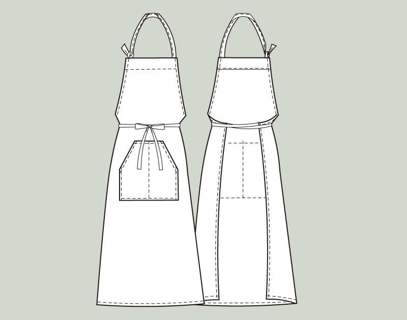 寸法図【NO.703】センターポケットのシンプルエプロン [M便 0/1]の通販