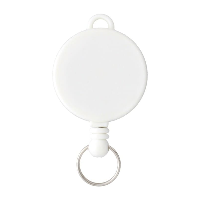 ○両面フラットボディ○ ツボ付リールキーホルダー ホワイト