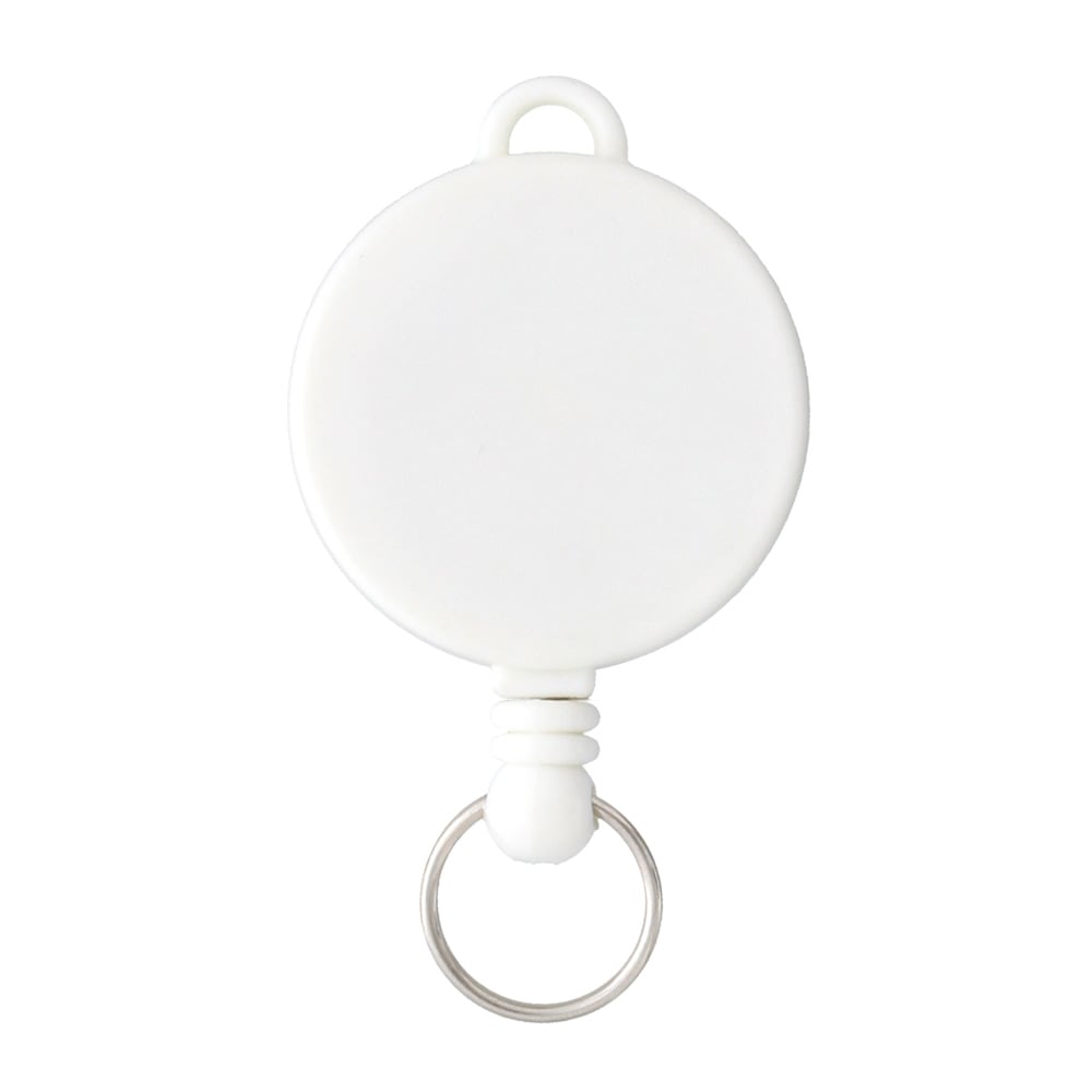 ○両面フラットボディ○ ツボ付リールキーホルダー ホワイト