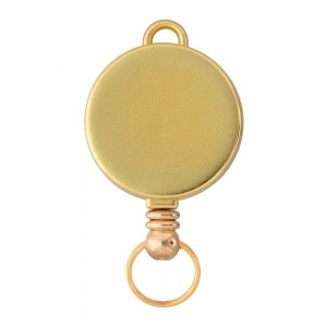 ○両面フラットボディ○ ツボ付リールキーホルダー ゴールド 【在庫限り】