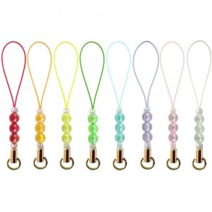 ★詰め合わせパック★ビーズストラップ オーロラ根付 ゴールドセット（8種類各×10本）