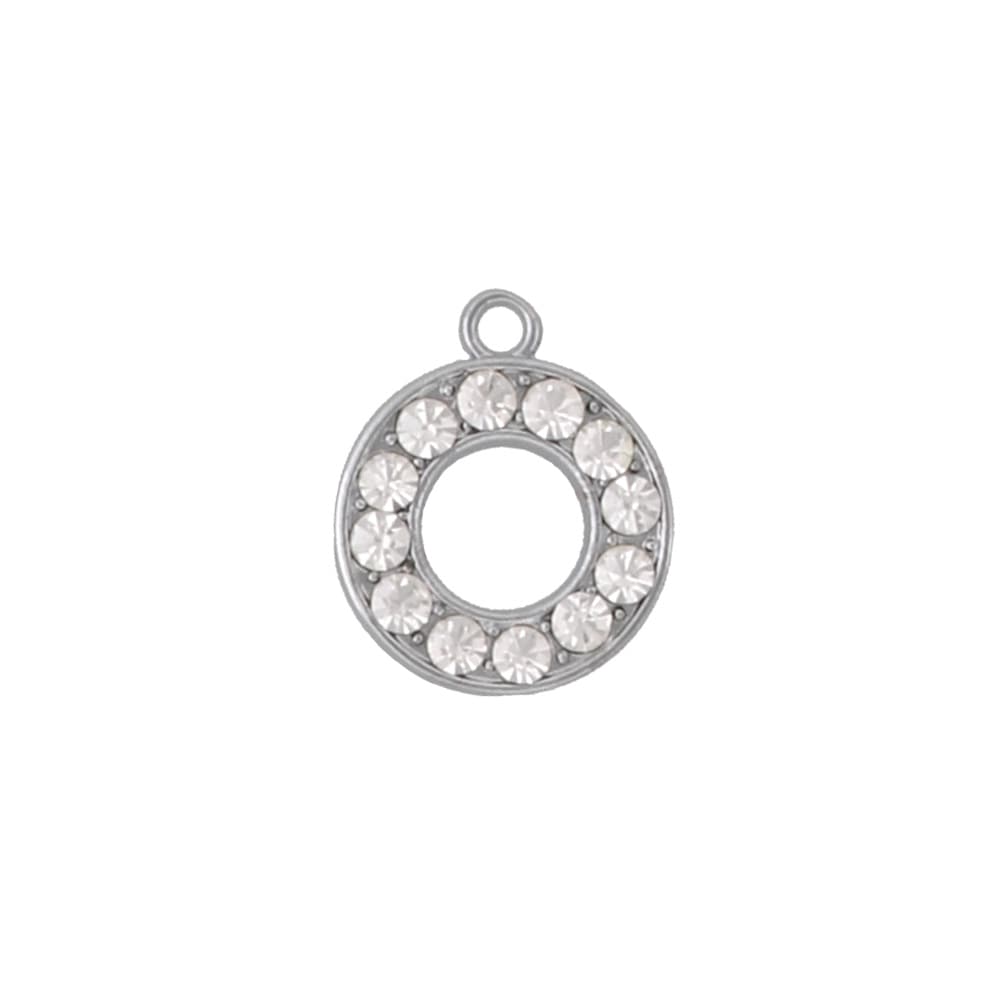 アルファベットラインストーンチャーム PE128 クローム （O）本体のみ/カニカンフック付き