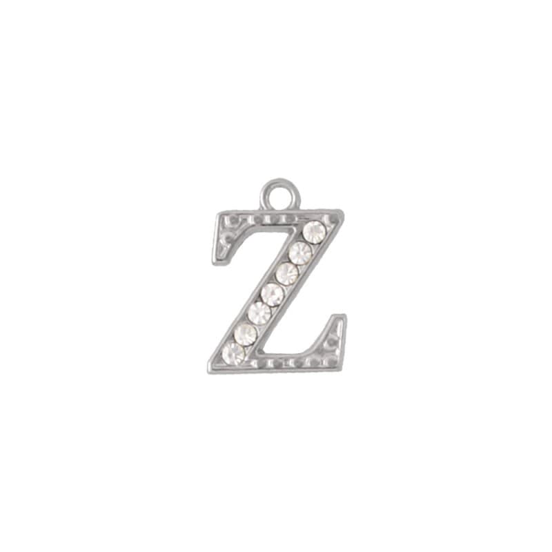 アルファベットラインストーンチャーム PE163 ニッケル （Z）本体のみ/カニカンフック付き