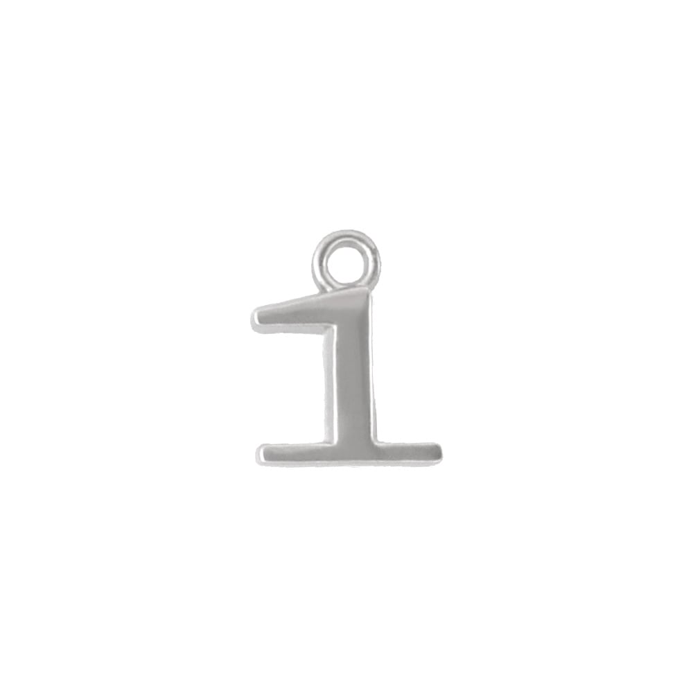 アルファベット＆数字キャストチャーム PE1000 ニッケル （1：数字）本体のみ/カニカンフック付き