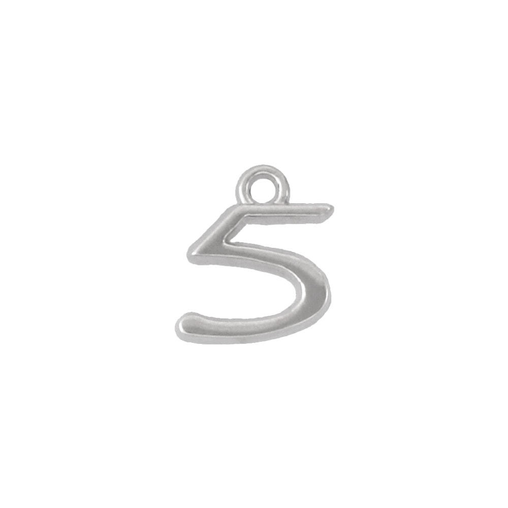 アルファベット＆数字キャストチャーム PE1000 ニッケル （5：数字）本体のみ/カニカンフック付き