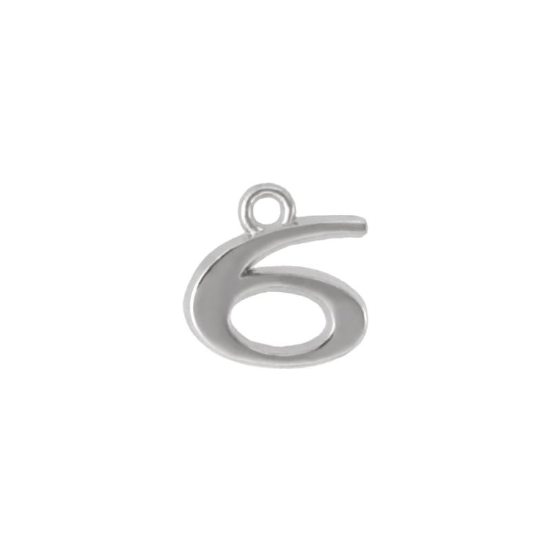 アルファベット＆数字キャストチャーム PE1000 ニッケル （6：数字）本体のみ/カニカンフック付き