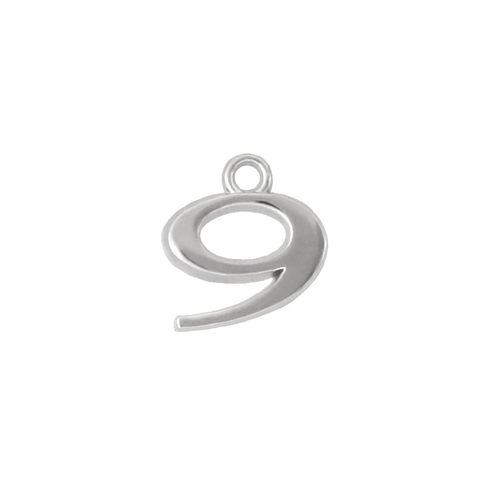 アルファベット＆数字キャストチャーム PE1000 ニッケル （9：数字）本体のみ/カニカンフック付き