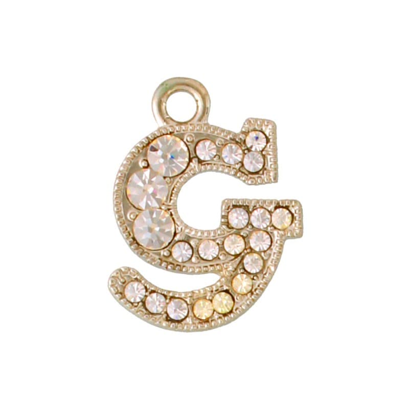 アルファベットラインストーンチャーム Y21S 薄金メッキ  （G）本体のみ/カニカンフック付き【在庫限り】