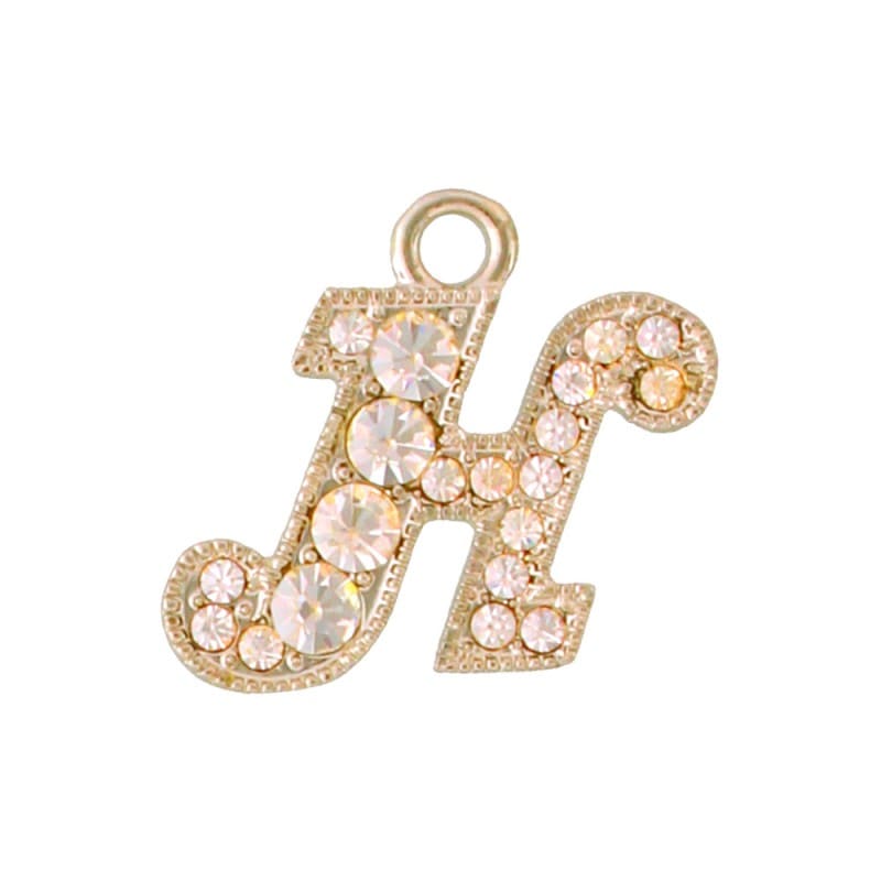 アルファベットラインストーンチャーム Y21S 薄金メッキ  （H）本体のみ/カニカンフック付き【在庫限り】
