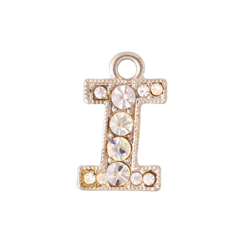 アルファベットラインストーンチャーム Y21S 薄金メッキ  （I）本体のみ/カニカンフック付き【在庫限り】