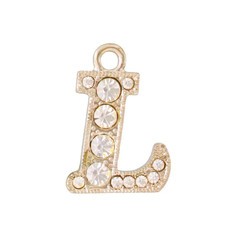 アルファベットラインストーンチャーム Y21S 薄金メッキ  （L）本体のみ/カニカンフック付き【在庫限り】
