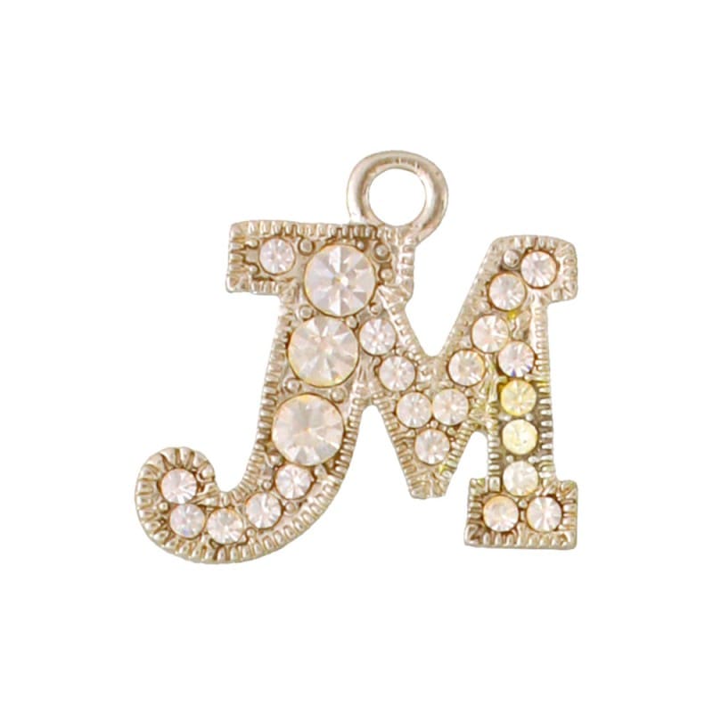 アルファベットラインストーンチャーム Y21S 薄金メッキ  （M）本体のみ/カニカンフック付き【在庫限り】
