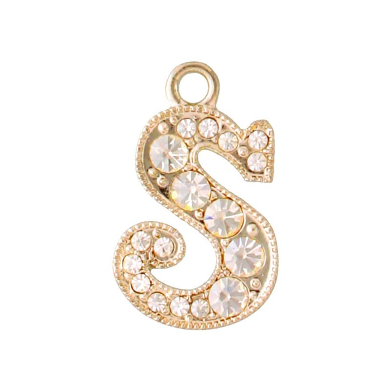 アルファベットラインストーンチャーム Y21S 薄金メッキ  （S）本体のみ/カニカンフック付き【在庫限り】