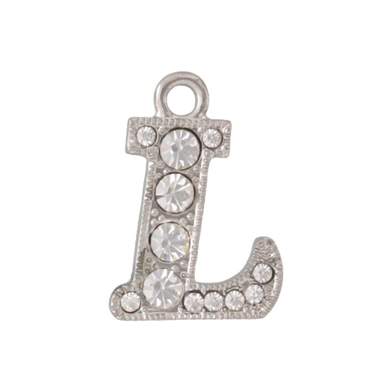アルファベットラインストーンチャーム Y21S 錫メッキ  （L）本体のみ/カニカンフック付き