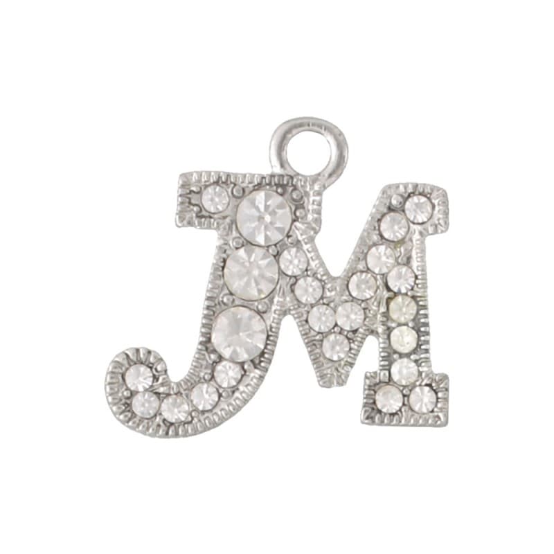 アルファベットラインストーンチャーム Y21S 錫メッキ  （M）本体のみ/カニカンフック付き