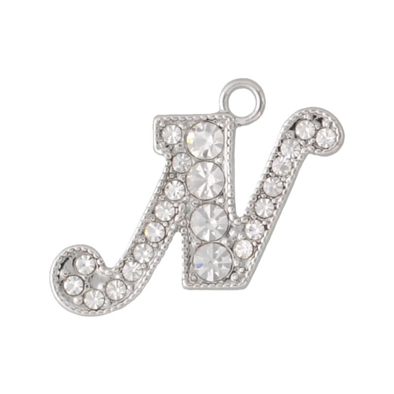 アルファベットラインストーンチャーム Y21S 錫メッキ  （N）本体のみ/カニカンフック付き