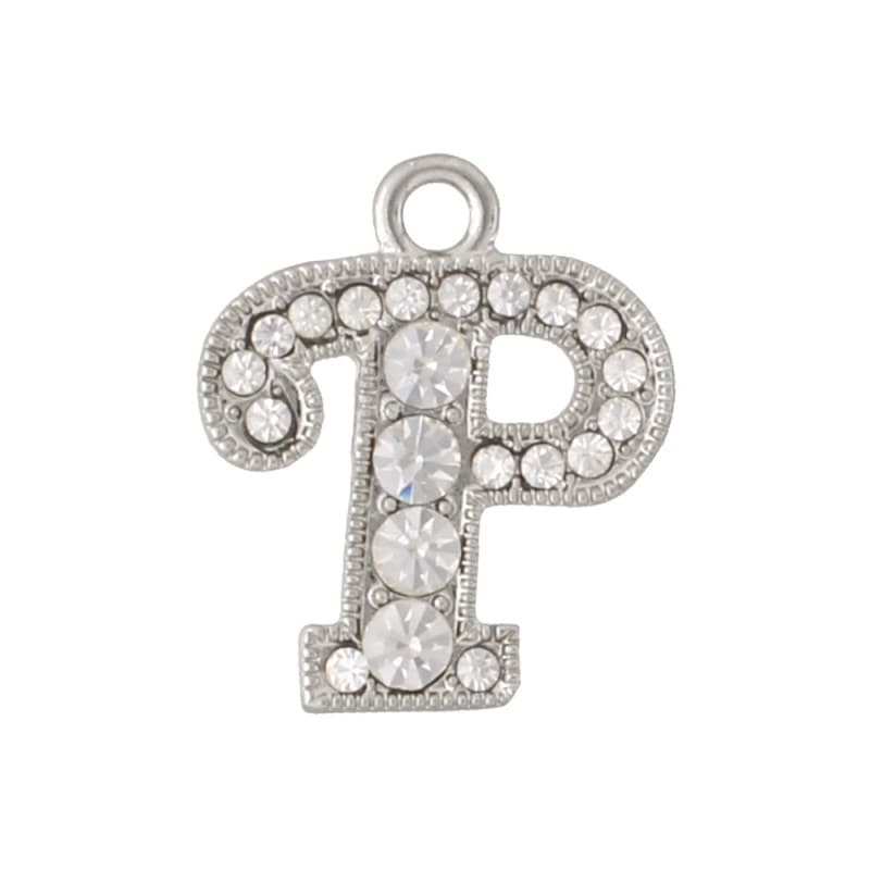アルファベットラインストーンチャーム Y21S 錫メッキ  （P）本体のみ/カニカンフック付き