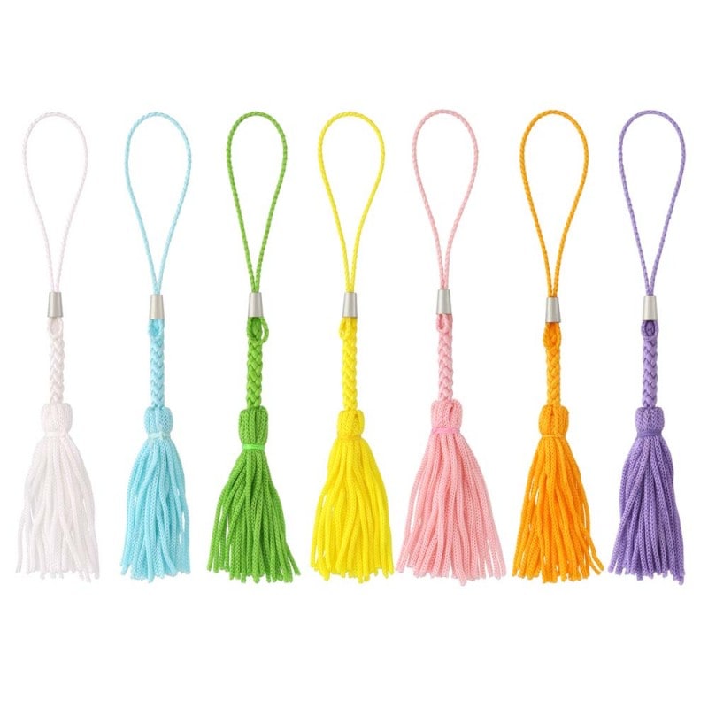 ★詰め合わせパック★ 房付根付紐 パステルカラー ニッケル （7色×各10本セット）