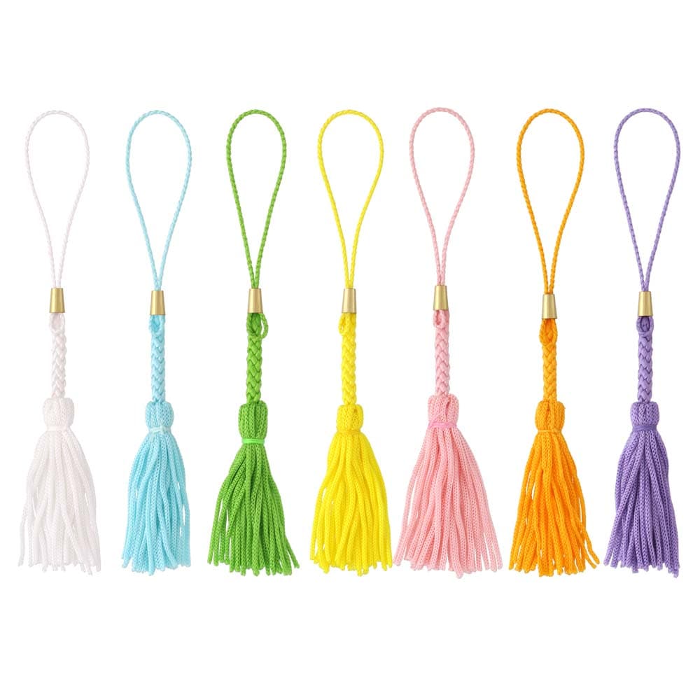 ★詰め合わせパック★ 房付根付紐 パステルカラー ゴールド （7色×各10本セット）