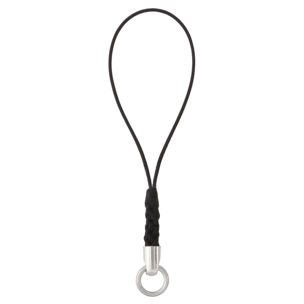 ストラップ根付 シルバー ニッケルフリー 丸カン付き ブラック｜パーツ