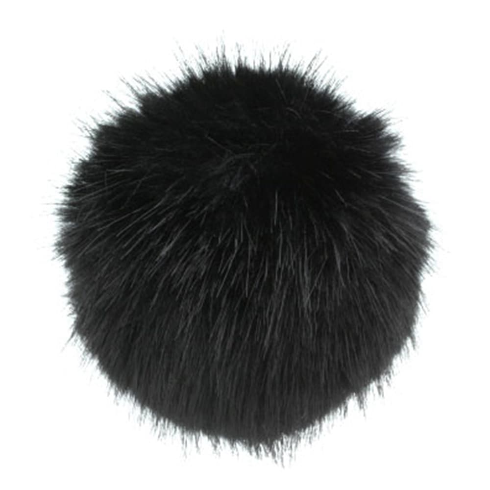 フェイクファー (エコファー) ぼんぼん 12cm ブラック 【ネコポス便不可】