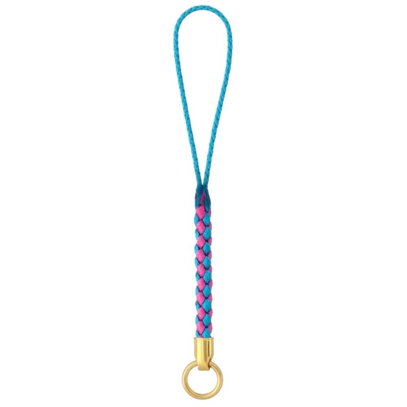 2色根付紐 ゴールド 丸カン付 ブルー×濃ピンク（N2-BDP）