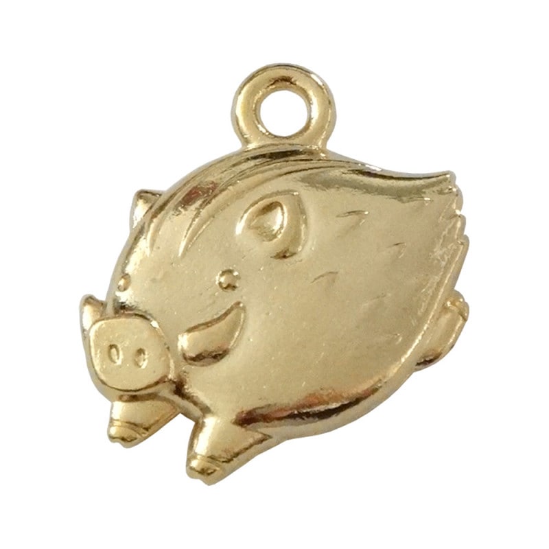 国産キャスト製マスコット 干支（亥/いのしし） ポップ調 ゴールド