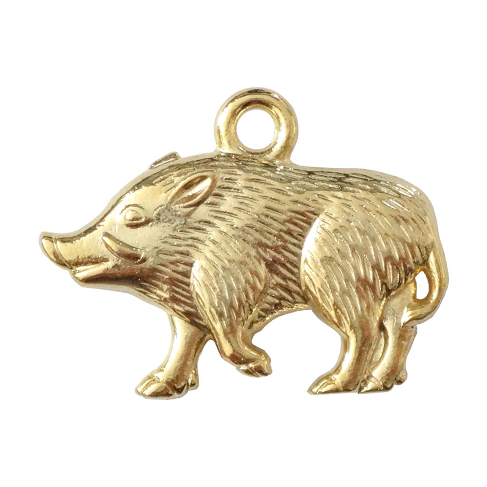 国産キャスト製マスコット 干支（亥/いのしし） リアル調 ゴールド