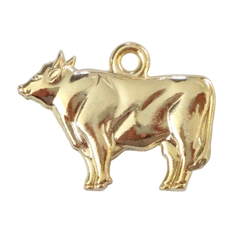 国産キャスト製マスコット 干支（丑/うし） リアル調 ゴールド