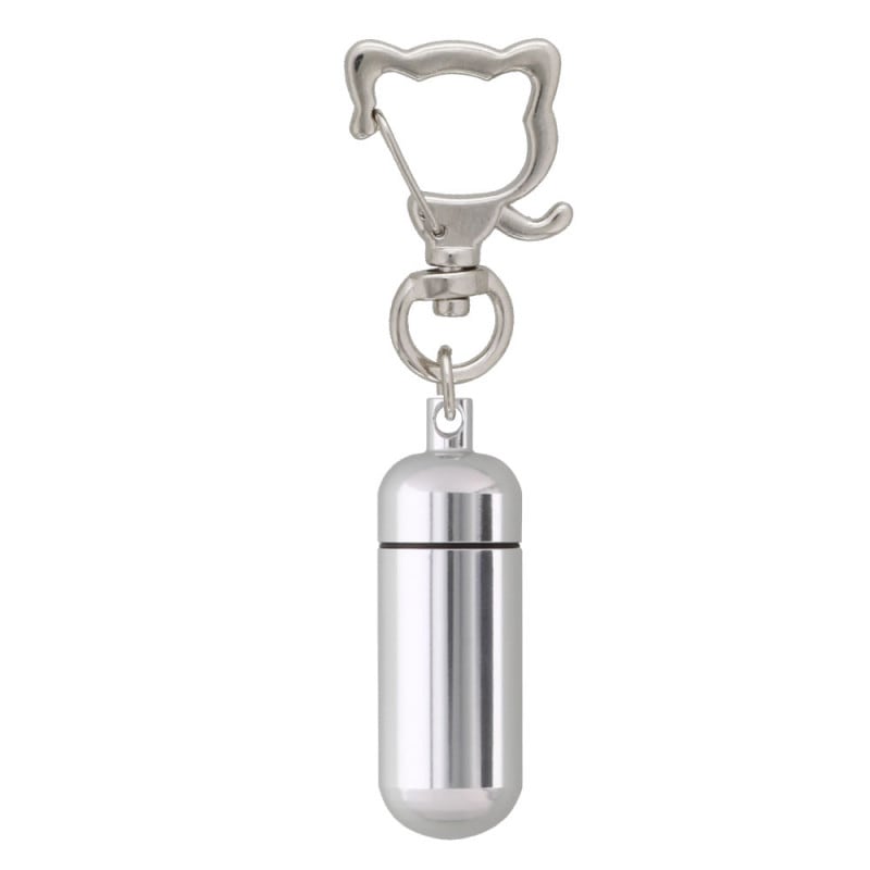 チャームフック 猫型付きアルミカプセル Sサイズ つや有シルバー