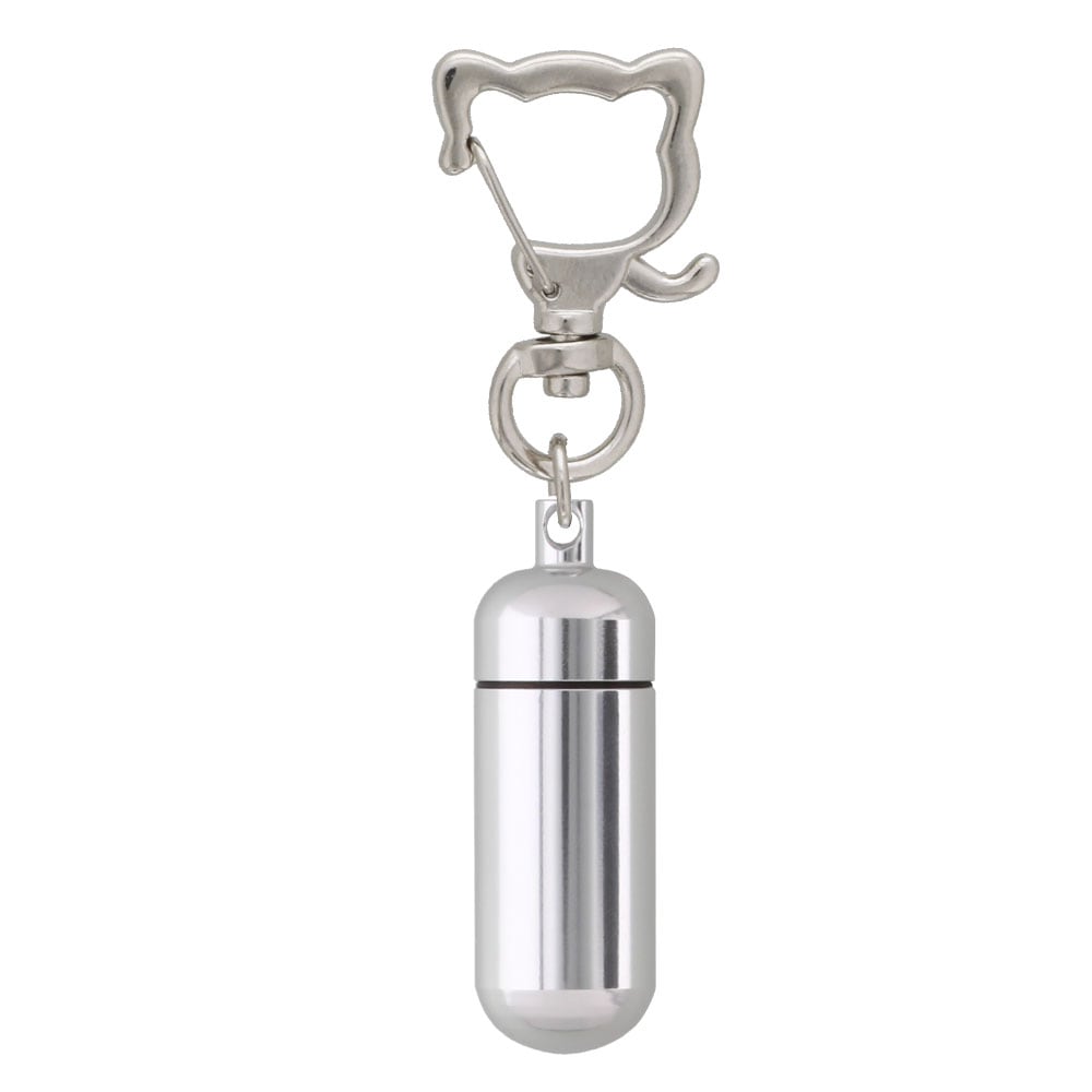 チャームフック 猫型付きアルミカプセル Sサイズ つや有シルバー