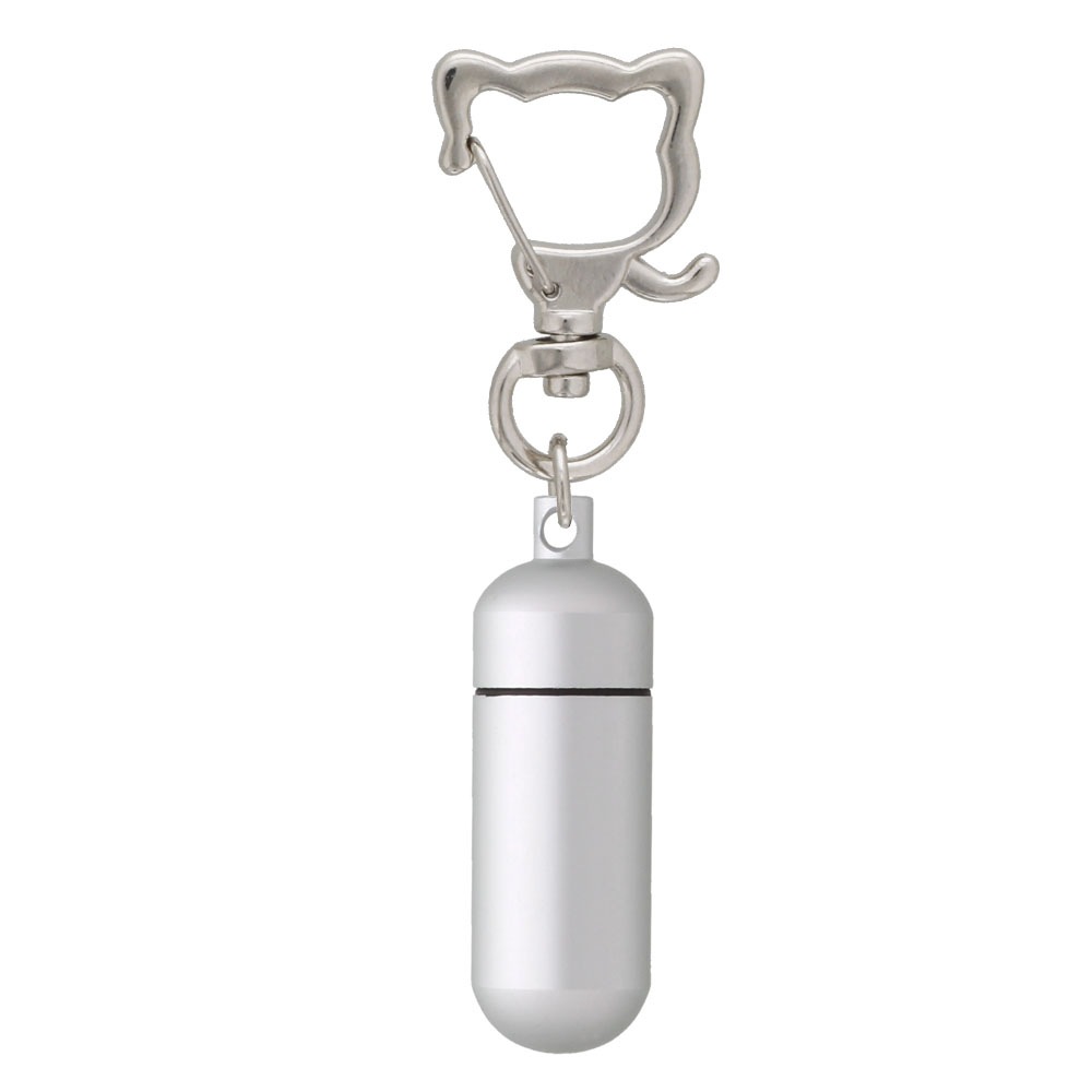 チャームフック 猫型付きアルミカプセル Sサイズ マットシルバー