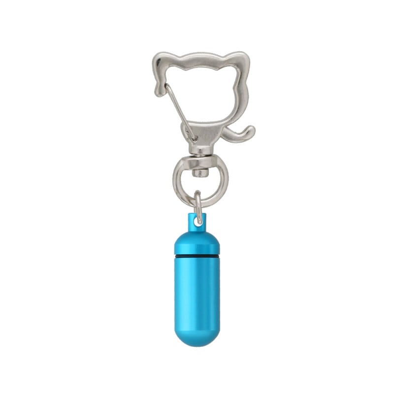 チャームフック 猫型付きアルミカプセル SSサイズ マットブルー