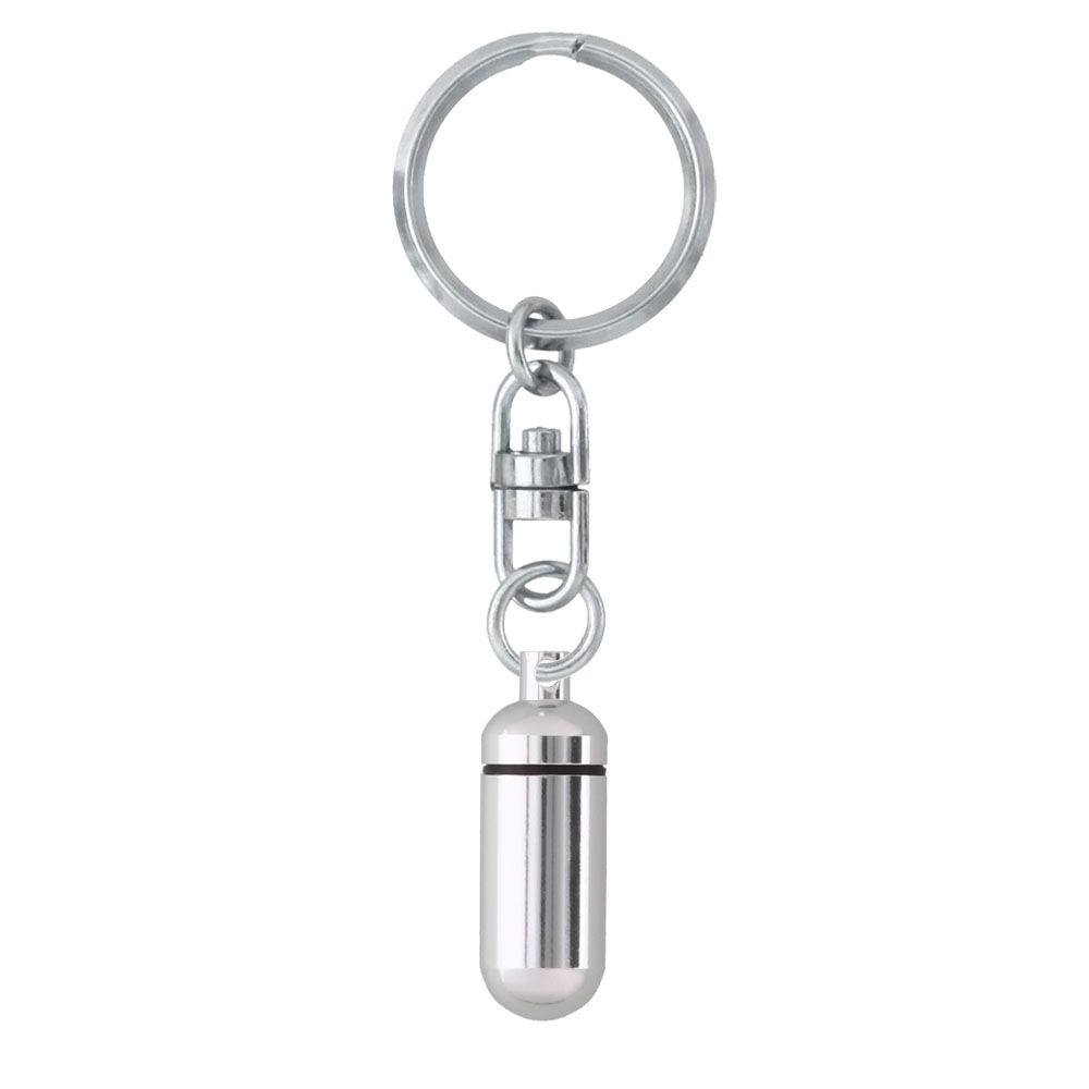 丸型アルミカプセル SSサイズ つや有りシルバー キーホルダー