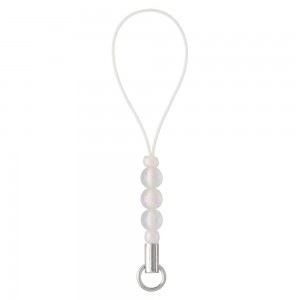 ビーズストラップ オーロラ根付 ニッケル ホワイト