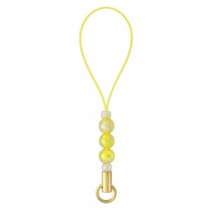 ビーズストラップ オーロラ根付 ゴールド イエロー