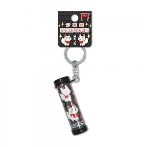 日本のお土産 ミニ万華鏡キーホルダー 狛ぎつね