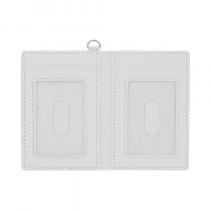PU製パスケース 2つ折りタイプ 長方形 窓付き 白
