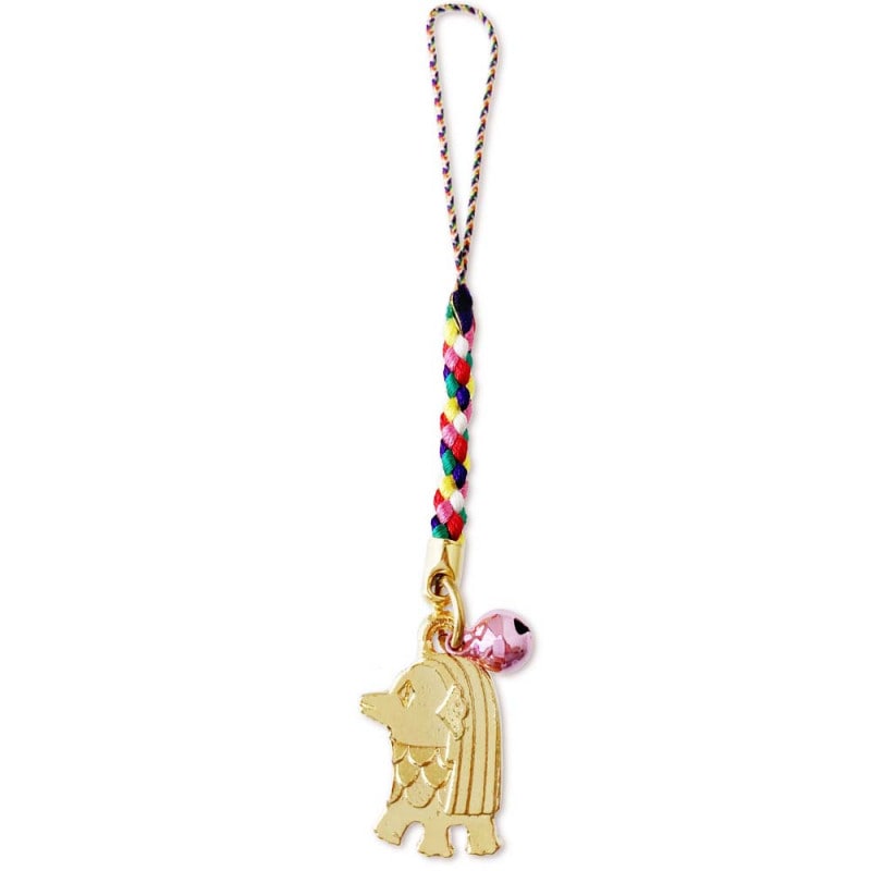 疫病退散 アマビエ根付 ゴールド 6色根付紐 N6-SD 付き