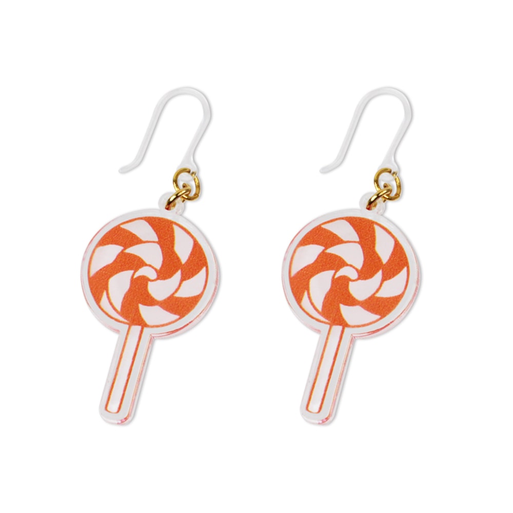 ハロウィン 樹脂ピアス フックタイプ ペロペロキャンディ 1ペア（2個組）