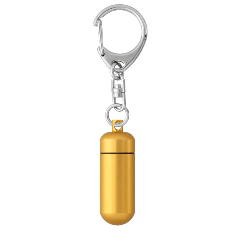 カラーアルミカプセル Sサイズ マットゴールド キーホルダー 555 M 付き