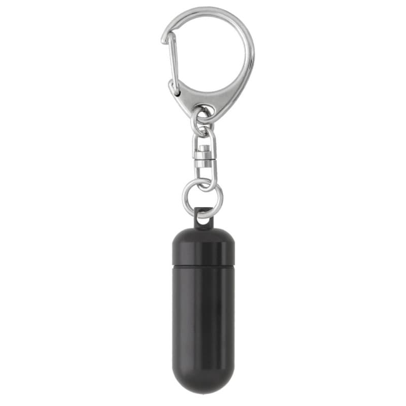 カラーアルミカプセル Sサイズ マットブラック キーホルダー 555 M 付き