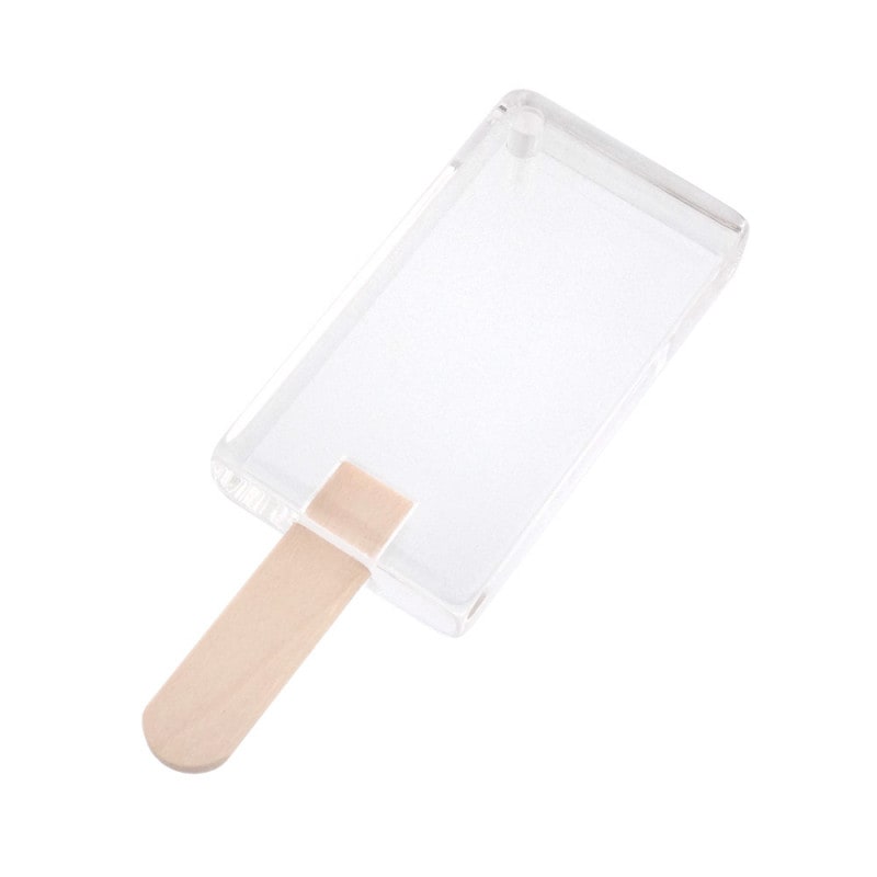 アクリル厚口キーホルダー アクリルチャーム アイス 四角 クリア 無地