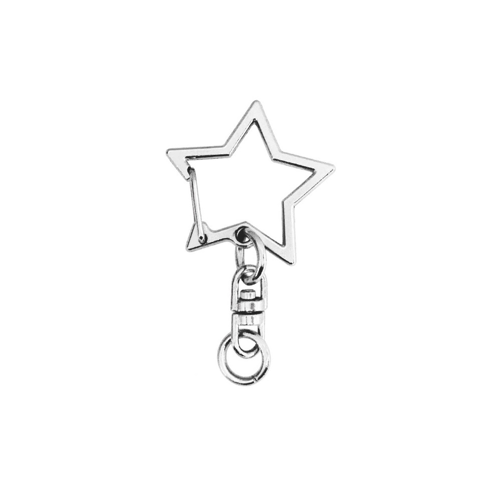 ワンタッチキーホルダー シーベル付き チャームキーホルダー 星 ニッケル