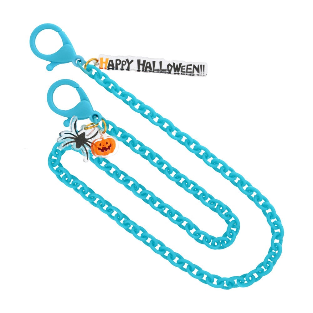 ハロウィン アクリルチャーム付き プラスチックカニカンチェーン ブルー