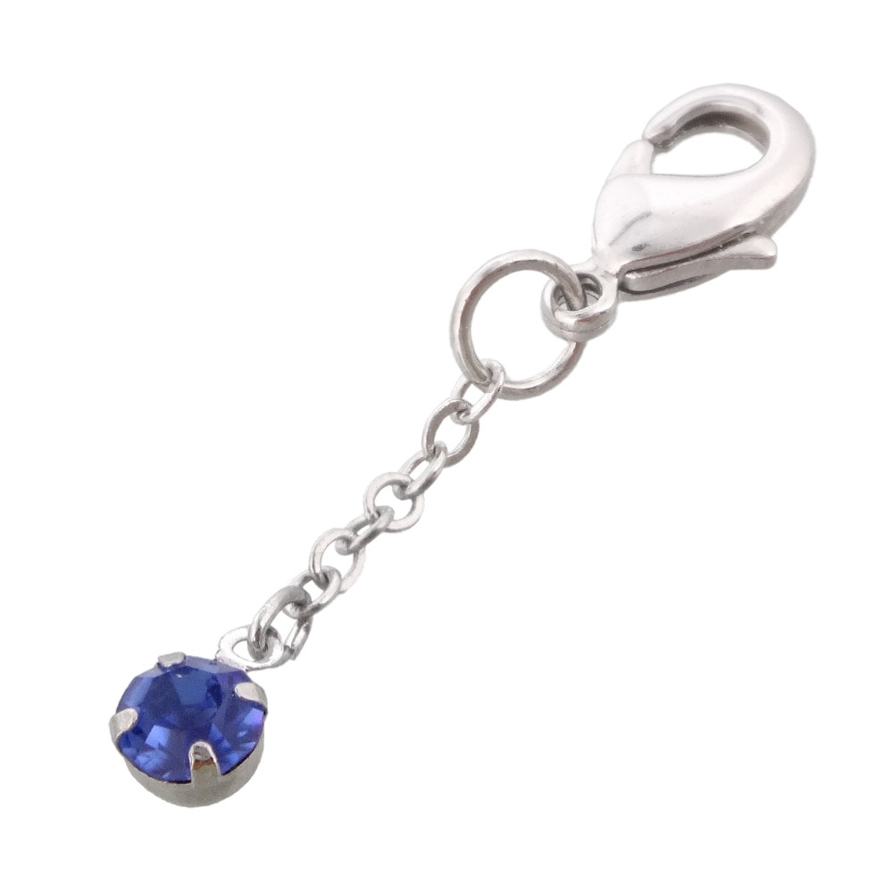 ラインストーンチャーム S055R/1cm カニカンフック C-25 付き ブルー