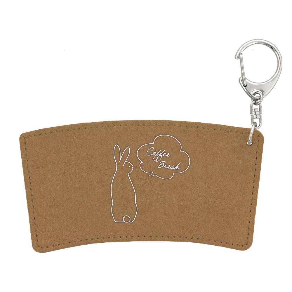 デザイン カップスリーブ 合皮レザー製 ブラウン うさぎ